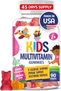 Kids Multivitamin Gummies - 90 tyggetabletter - Dagligt tillæg med 14 essentielle vitaminer til alderen 2 og derover - Inkluderer vitamin A, C, D, E, Vegetar B6 og B12, Zink, Biotin