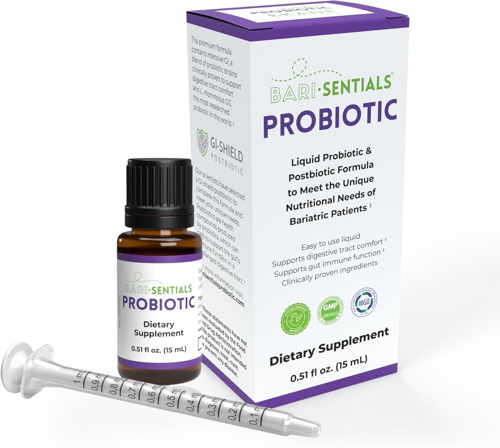 Barisatis Bariatric Liquid Probiotic and Postbiotic Premium Formel - Klinisk researched - Essential for fordøjelse og immunitet efter operation, lav volumendosis, 15ml