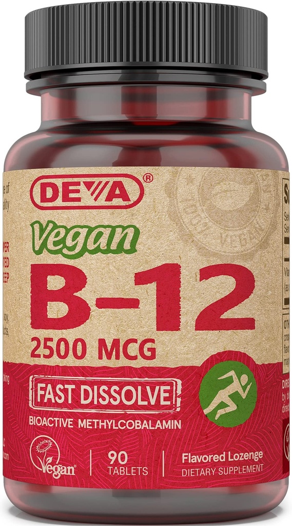 DEVA Nutrition Vegan Sublingual Fast Opløs B- 12 tabletter, 2500 mcg, 90 Greve