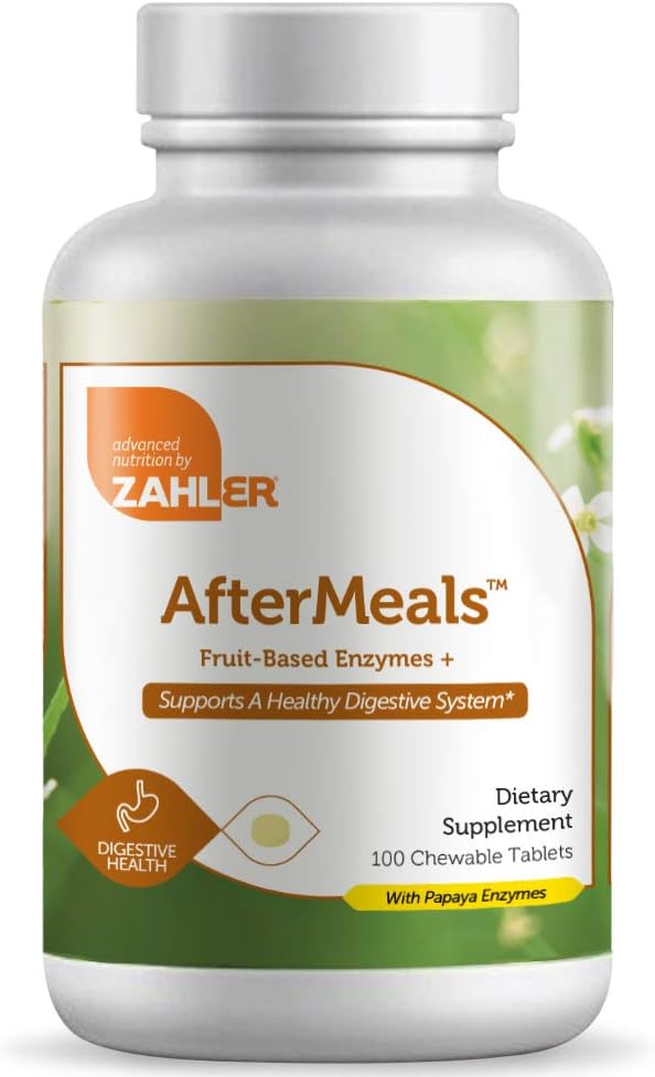 Zahler AfterMeals ™, Fruit- Based Enzymes +, 100 tyggetabletter