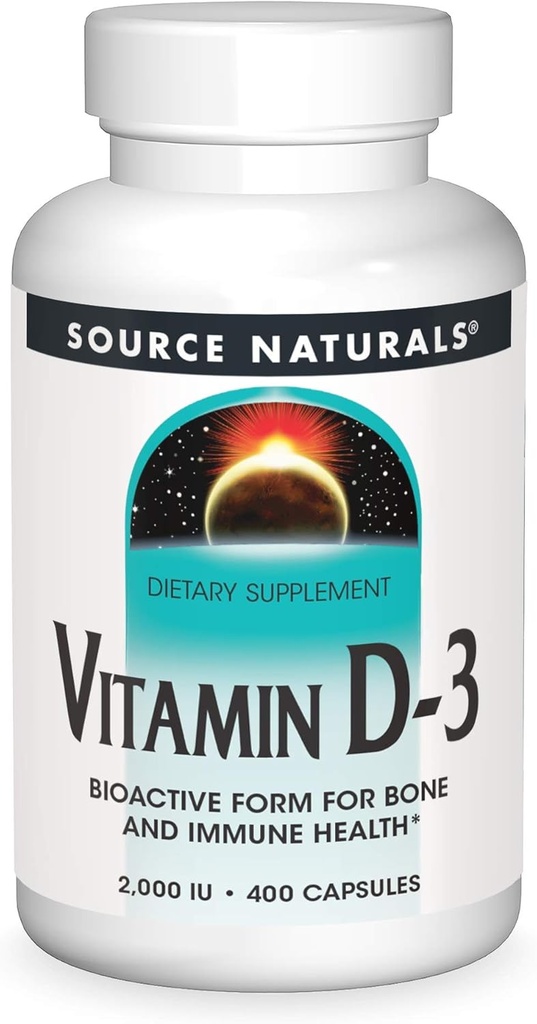 Source Naturals Vitamin D-3, Supports Bone & Immune Health, 2000 iu - 400 Capsules