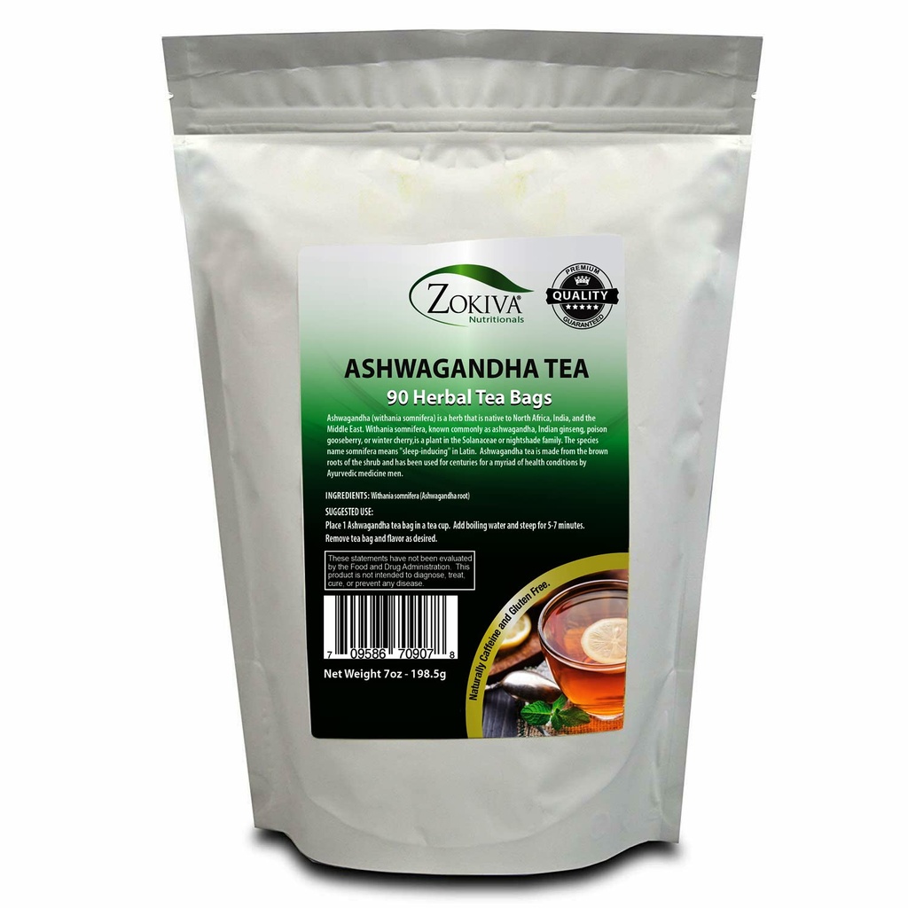 Ashwagandha Tea Organic 90 tasker Premium kvalitet 100% Pure Root -Withania Somnifera