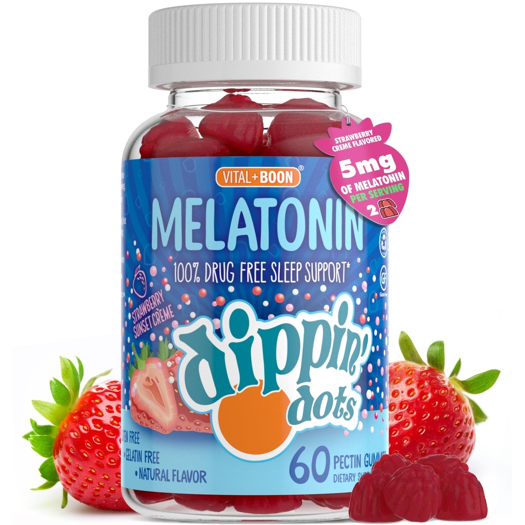 Melatonin Sleep Support Gummies (60 Greve) Strawberry Sunset Creme Flavor Chews