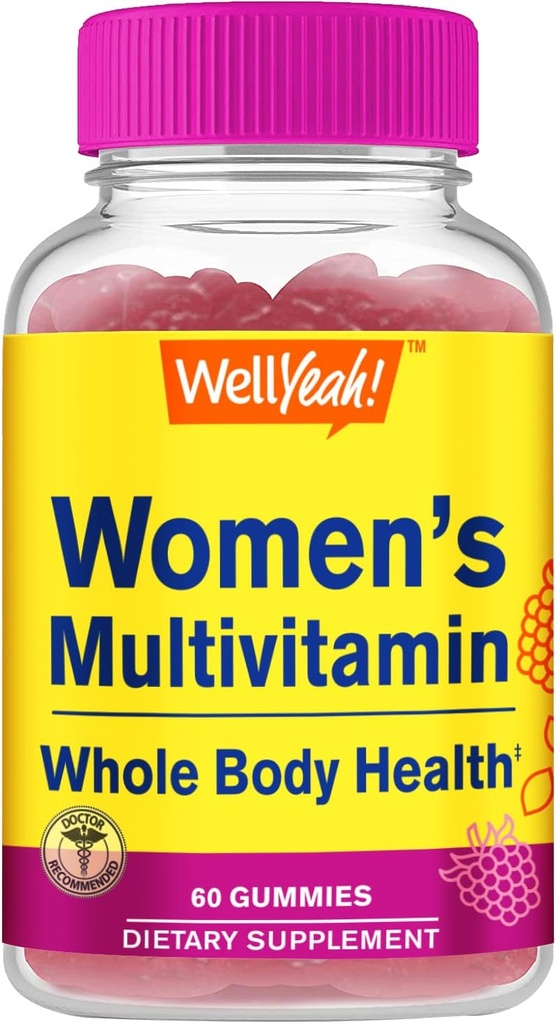 Kvinder Multivitamin Gummy - Samlet sundhed og velvære - Multivitamin for kvinder med biotin (3.000 mcg), zink, B Vitamin og folinsyre - Kvinder Multivitaminer Gummy - Raspberry Flavor - 60 Greve