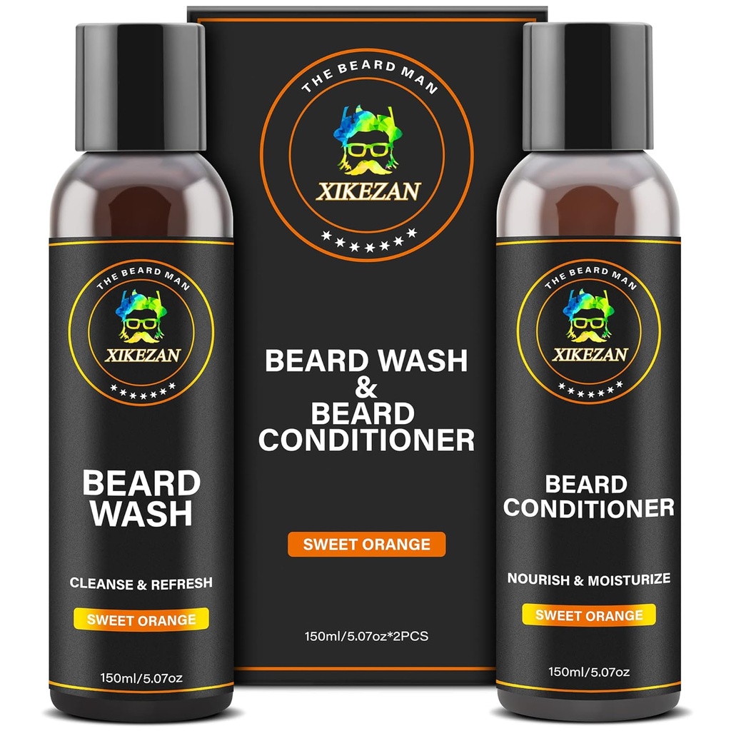 XIKEZAN Beard Wash & Beard Conditioners Natural Softtener Set w / Argan & Jojoba Olies Smooths & Stronthers Christmas Stoking Stuffers Far Day Gaver til mænd ham far kæreste Mand