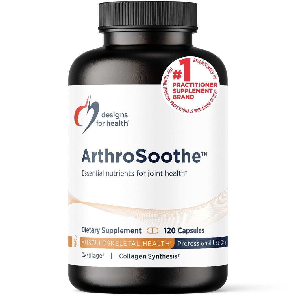 Design for sundhed ArthroSoothe - Hyaluronsyre, Glucosamin, MSM, Green Lipped Mussel, Gurkemeje + mere til at hjælpe støtte sund fælles funktion - ikke-GMO supplement for voksne (120 kapsler)