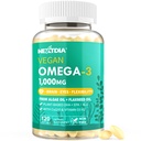Vegan Omega 3 DHA EPA ALA tillæg med 5000IE D3 K2-vitamin (MK7), CoQ10 for kvinder Mænd 124; Fish Oil Alternative Measures 124; Plant Based Algae Oil Omega 3 1000mg piller til ben, hjerne, øje, hud Measures 124; 120 Softels