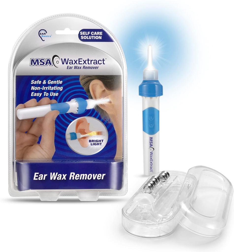 Wax Extract Ear Wax Remover w / 2 Fleksible Tips, LED Light, & Rengøring Brush; 124; Safe, Effektiv Ear Wax Vibration & Vakuum til forsigtigt at fjerne Wax Buildup # 124; Premium Ear Sug Vacuum for voksne & Børn