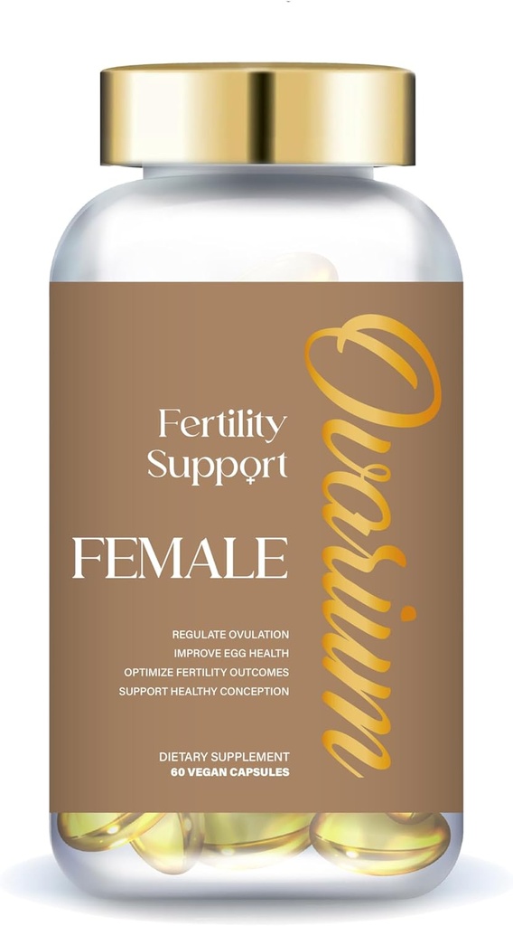 Ovarium ® Fertility Support - Kvinde Blend - Vegansk Multivitamin w / Black Tea Extract, DHA, Omega-3, Chasteberry, & Folate - Understøtter sund Conception & Forbedrer æggenes sundhed (60 kapsler)