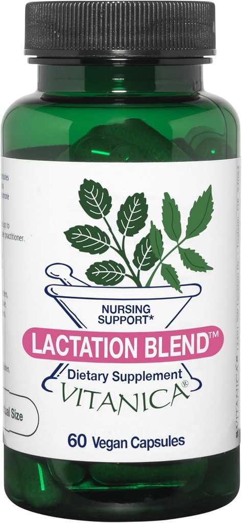 Vitanica Amning Blend, Amning supplement, Amning Support Øge Breast Milk Supply and Flow, Organic Fennel, Milk Thistle, Fenugreek Seed og mere, Non- GMO, Vegan, 60 Kapsler