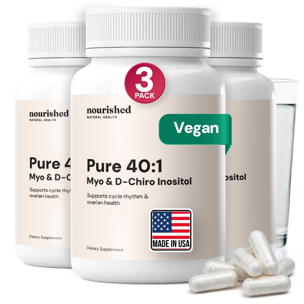 Nourised 40: 1 Myo- inositol & D- Chiro Inositol - Supplement for kvinder med fertilitet, hud sundhed, eller menstruelle cyklus symptomer - Hormonbalance for kvinder - 360 kapsler
