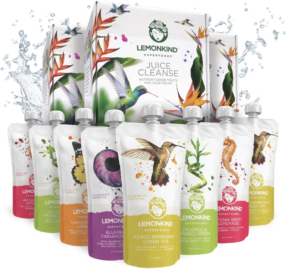 LEMONKIND 3-dag CORE Nutrient- Dense Cleanse: Detox, Boost Energy, Administrer vægt, Break dårlige vaner - Plant- baseret, non-GMO, Gluten- fri, presset, Ingen koncentrat - 24 juice.