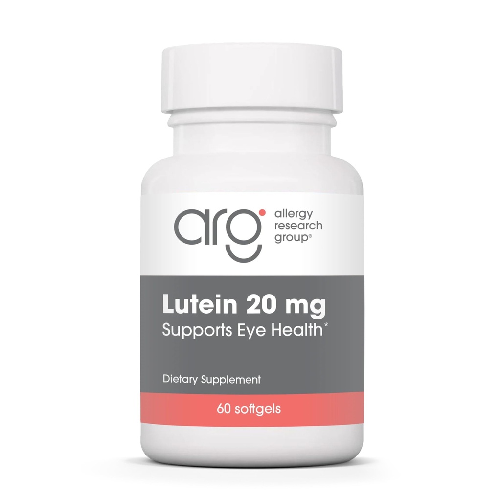 Allergi Research Group Lutein Supplement - Eye Vitaminer, 20mg Lutein og Zeaxanthin for Eyes, Eye Health, Syge Care, Softgels - 60 Greve