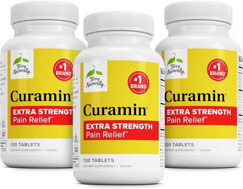 Terry Naturally Curamin Extra Strength - Curcumin & Boswellia for Healthy Circulation Support - Turmeric Supplement to Support Joints, Muscle Health & Endorphin Production - 120 Tablets (Pack of 3)