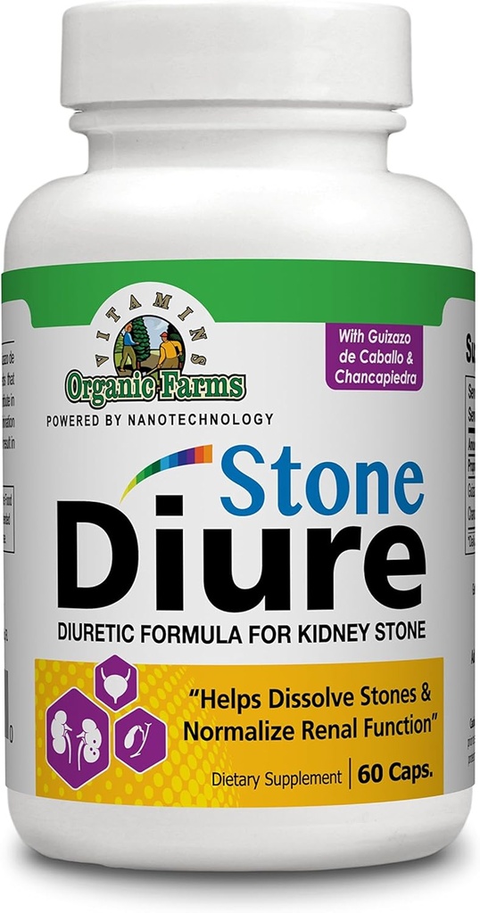 Diure Stone - 60 Caps - Diuretic Formel - 100% Natural - Kosttilskud