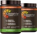 CocoaVia Cardio Sundhed Kakaopulver, 60 Servere, 500mg Kakaopulver, Support Heart Health, Boost Nitrooxid, Forbedre cirkulation, Energi, Preworkout, Vegan, Dark Chocolate Cacao