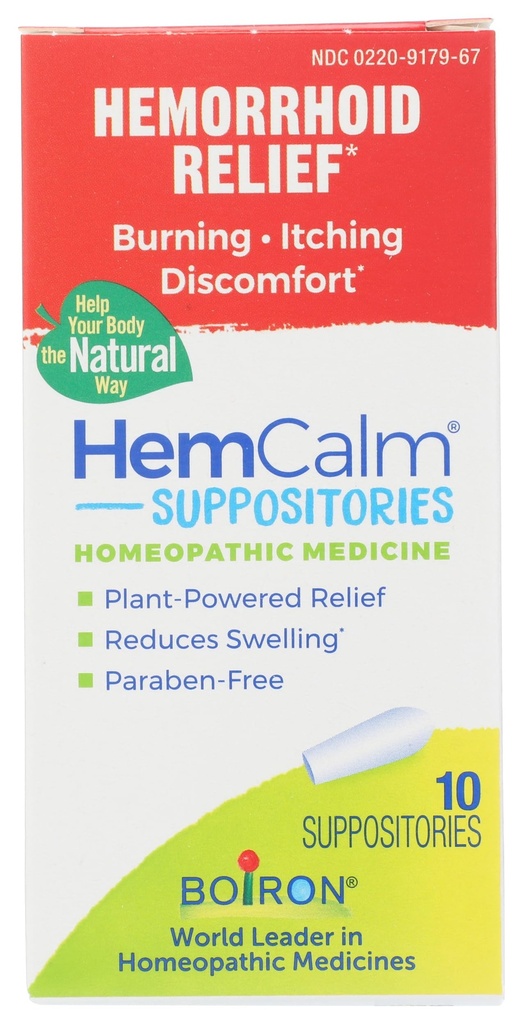 Boiron HemCalm supppositions for hæmoride Relief of Pain, Kløe, Hævelse eller ubehag - 10 Greve
