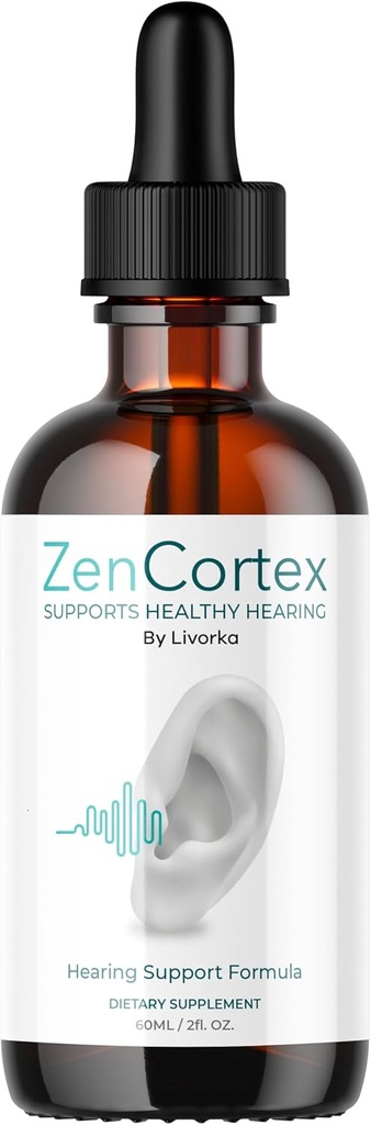 LIVORKA ZenCortex dråber, flydende supplement, Øre dråber, hørelse support Formel, 1 flaske til 30 dage