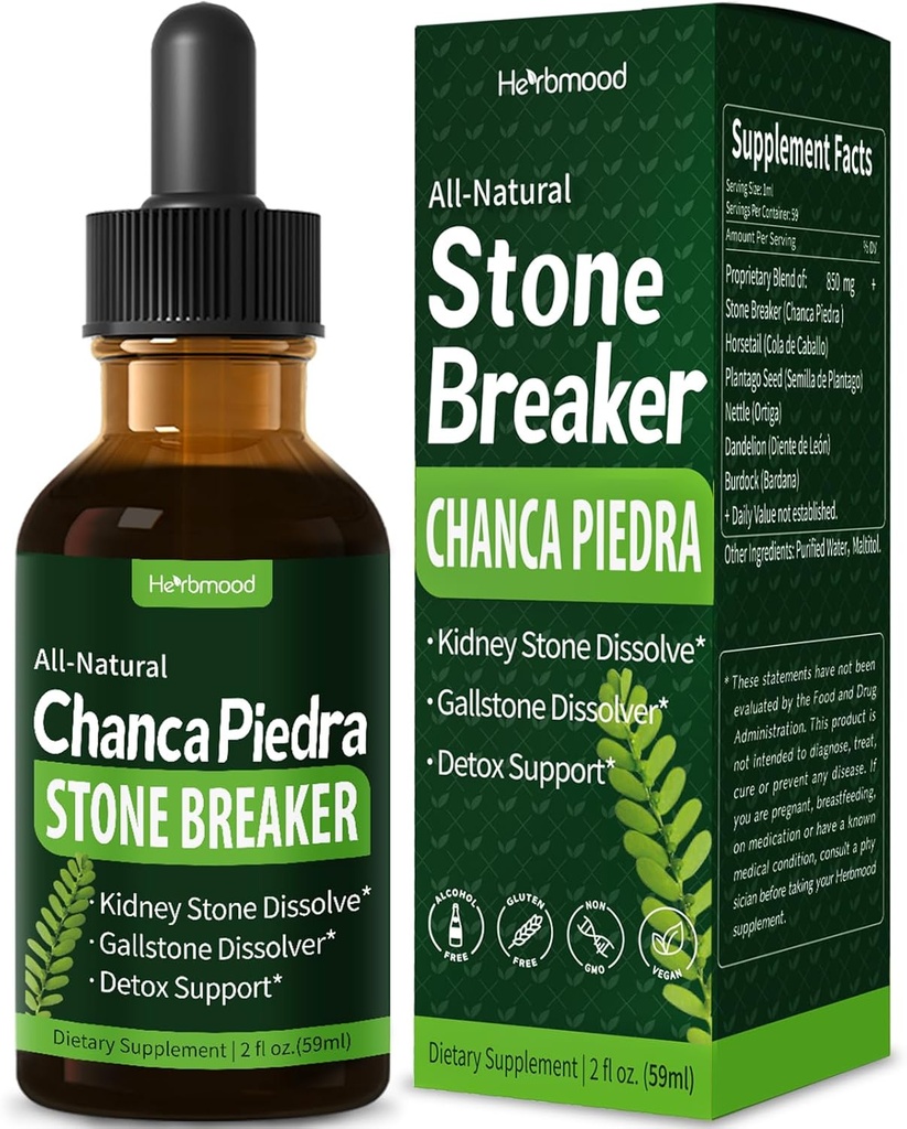 Chanca Piedra Stone Breaker Drops til Kidney Stones & Gallstone Dissolver, Horsetail Extract Kidney Cleanse Detox & Reparation, Gotas de Cola de Caballo y ChancaPiedra para Los Riñones. 2 oz