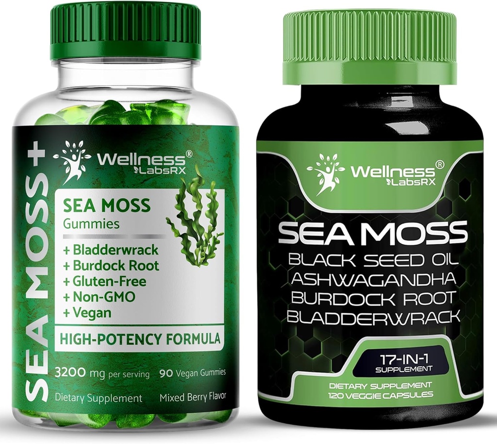 WELLENess LASSRX Irish Sea Moss Capsules - Sea Moss Gummies 3200mg