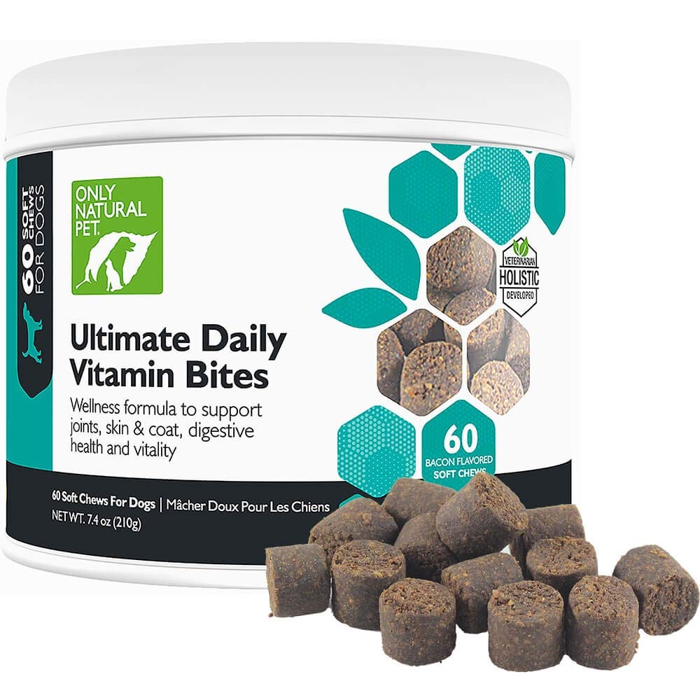 Kun Natural Pet Ultimate Daily Vitaminer - Komplet Multivitamin supplement til hunde Balanceret Sundhed & Vitality - Senior Small & Large Canine Food Immunitet fordøjelsesstøtte -60 Soft Chews (pakke med 1)