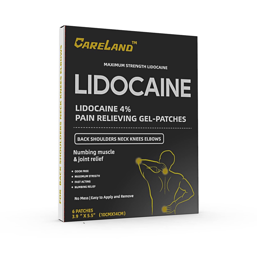 Cabum 4% Lidocain Gel Patch, 6 Greve Note 124; Maksimal styrke smertepatches for muskel relief i Neck Knee Ryg- og Skulderpatch 124; Undufted Numbering Patch for Lindrende Nerver, Joints