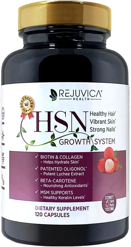 Hår Hud og negle Vitaminer - HSN System - Understøtter sundt hår, hud & negle - Avanceret indkapslet Remedy - Formuleret med Oligonol, Biotin, Collagen, MSM, Hyaluronsyre & mere