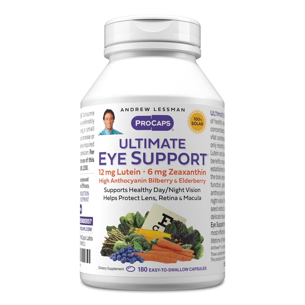 ANDREW LESSMAN Ultimate Eye Support 180 Softgels - 12mg Lutein, 6mg Zeaxanthin, Bilberry, Key Nutrients to Support Eye Health and Promote Sund Vision. Ingen tilsætningsstoffer. Let at sluge Softels