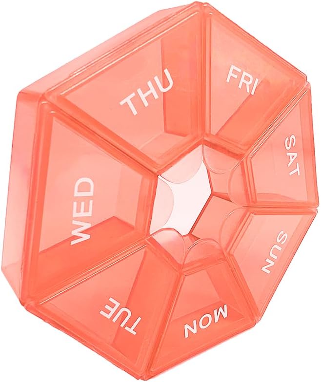 Pill Organizer, Small Pill Box, Orange Pill Case, Weekly Pill Organizer,Medicine Pill Organizer 1 Time a Day, Pill Container, Pill Holder, Daily Pill Organizer Travel Pill Organizer 7 Day