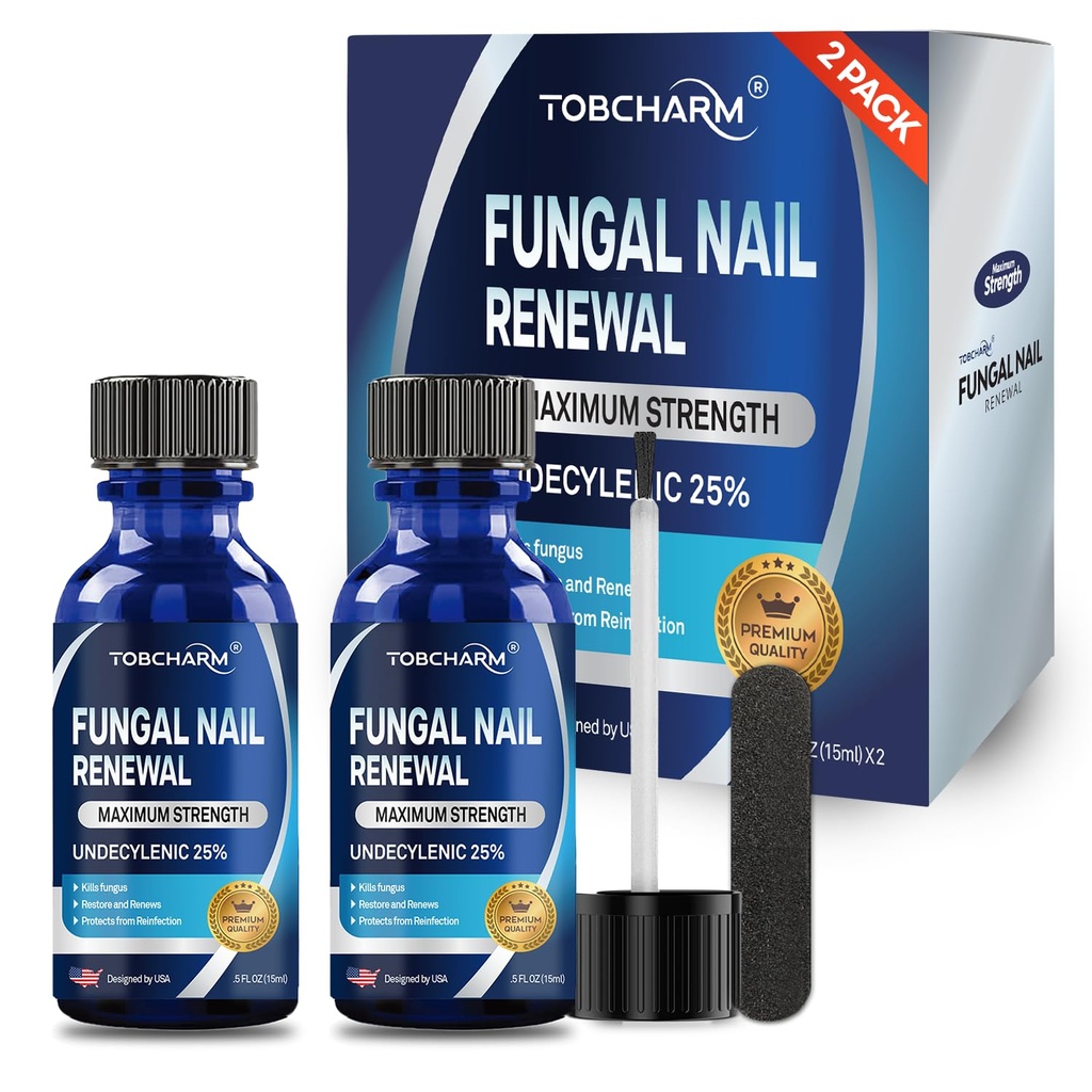 Toenail Svampebehandling Ekstra Styrke med 25% Undecylensyre & Tea Tree Oil, Negle svamp Behandling for Toenail & Fingernegle, Ansvampesnegle Behandling for skadede negle og Thick Toenails- 2Pcs