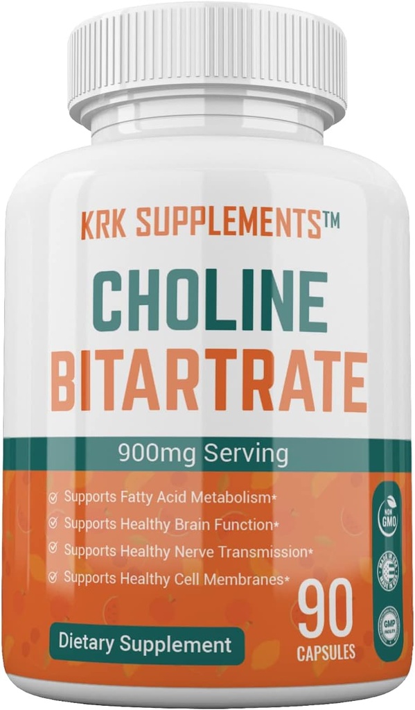 Cholin Bitartrate 900mg per servering 90 kapsler KRK SUPPLEMENTER