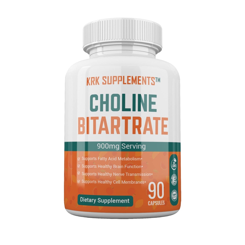 Cholin Bitartrate 900mg per servering 90 kapsler KRK SUPPLEMENTER