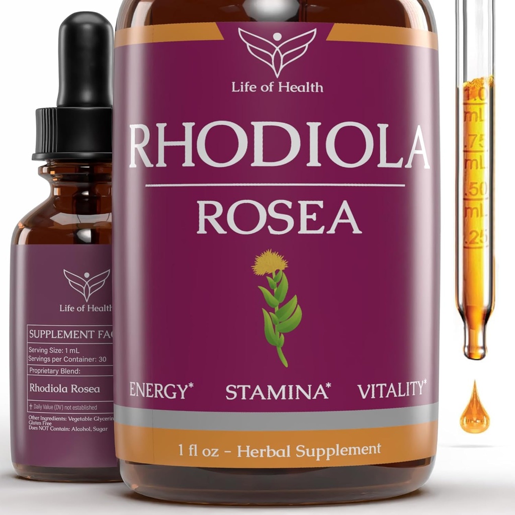 Rhodiola Rosea Tinktur - Rhodiola - Rhodiola Extract - for Energi, Stamina, Kognitiv Support & meget mere - Energitilskud - Rhodiola Tinktur - Rhodiola Supplement - (1)