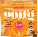 OMFG Mushroom Gummies for Brain Health Support - Supplement til støtte kognitiv funktion, Mental Klarhed, Focus & Energy W / Lions Mane, Cordyceps, B12, DMAE, Vegan - Hindbær / Peach Flavor (60 Greve)