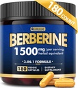 Berberine supplement, høj styrke Berberine 1500MG, 180 Caps - Plus Citrus Bergamot, Berberine HCI Root Kosttilskud - Metabolic, AMPK support sund vægt management - Vegan, Økologisk, Non- GMO