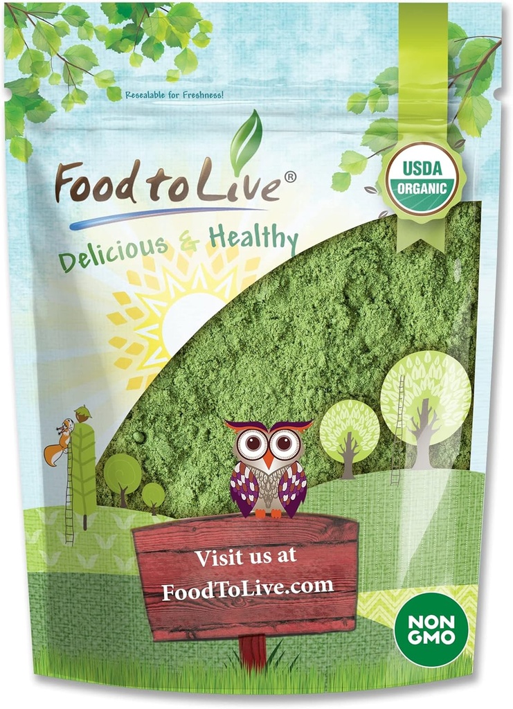 Mad til levende økologiske SuperGreens Powder Blend - Blandede Kale, Moringa, Spirulina, Wheatgrass Powders. Non- GMO, Pure, Vegan, Bulk. Rig på antioxidanter, chlorophyll. Godt for Juices, Smoothies, Bagning