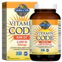 Livets Vitamin D, Vitamin Kode Rå D3, Vitamin D 2.000 IE, Rå hel mad D3 Kosttilskud med Chlorella, Frugt, Veggies & Probiotika til ben & immunforsvar, 60 Vegetariske kapsler