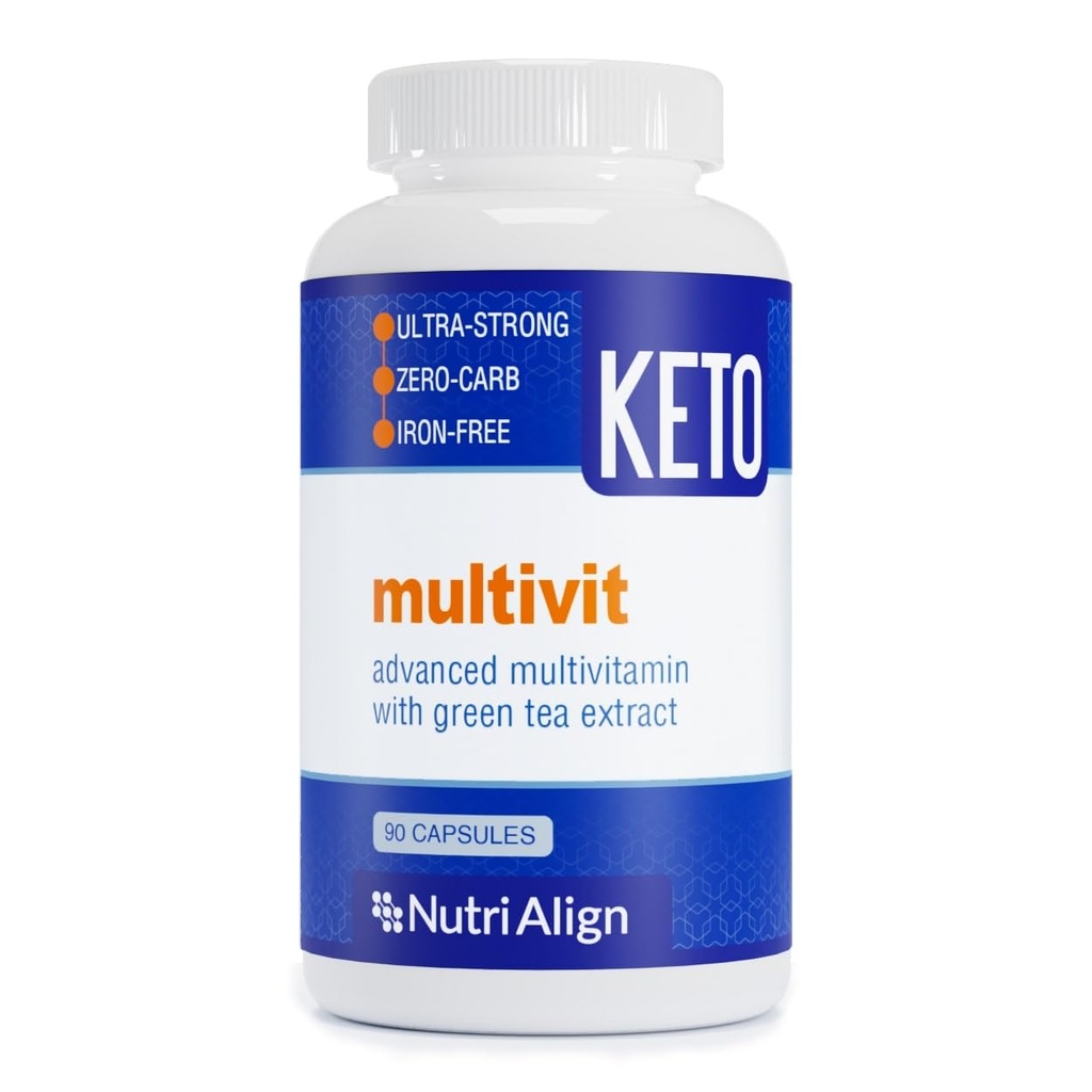 Nutrity- Justér Multivit Memory 124; 90 Multivitamin kapsler til Keto Memory 124; 20 essentielle vitaminer og mineraler med grøn te ekstrakt og Chrom Memory 124; Lav Carb Keto Support Multi Vitamin Memory 124; Sukker fri og Zero Carb