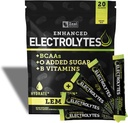 Forstærket electrolyte Powder Stick Packs (Lemon Lime) 124; 20 Pakker) w / 0 Sukker + BCAAs + B- Vitaminer Electrolyte Supplement w Kalium Zink & Magnesium til hydrering - Keto Electrolytes