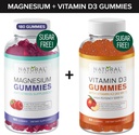 Sugar- Free Magnesium Gummies (180 Gummies) & Sugar- Free Vitamin D Gummies (60 Gummies) - Immun Support & Relaxation Value Bundle, Gelatin- Free, Gluten- Free, Vegetar, All Natural, GMO- Free, Kosher
