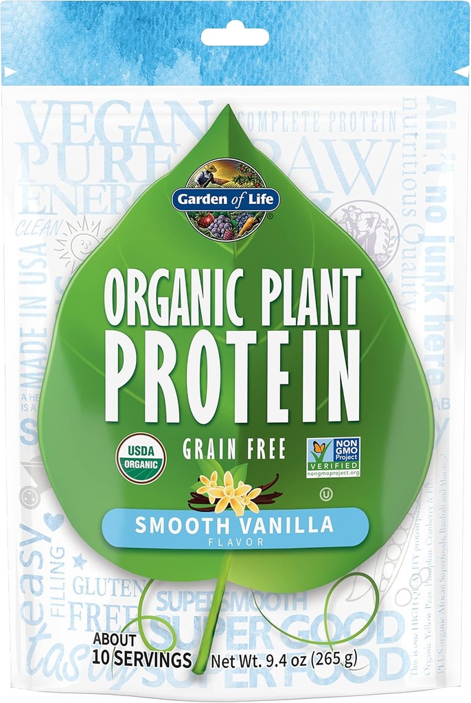 Have of Life Organic Plant Protein Glat Vanilla Powder, 10 Servere - Vegan, Grain Free & Gluten Free Plant Based Shake med 1 Millioner CFU Probiotika & enzymer, 15g Protein