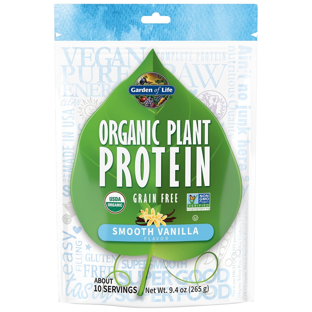 Have of Life Organic Plant Protein Glat Vanilla Powder, 10 Servere - Vegan, Grain Free & Gluten Free Plant Based Shake med 1 Millioner CFU Probiotika & enzymer, 15g Protein