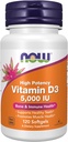 Now Foods Supplements, D3- vitamin 5000 IE, High Potency, Structural Support *, 120 Softgels