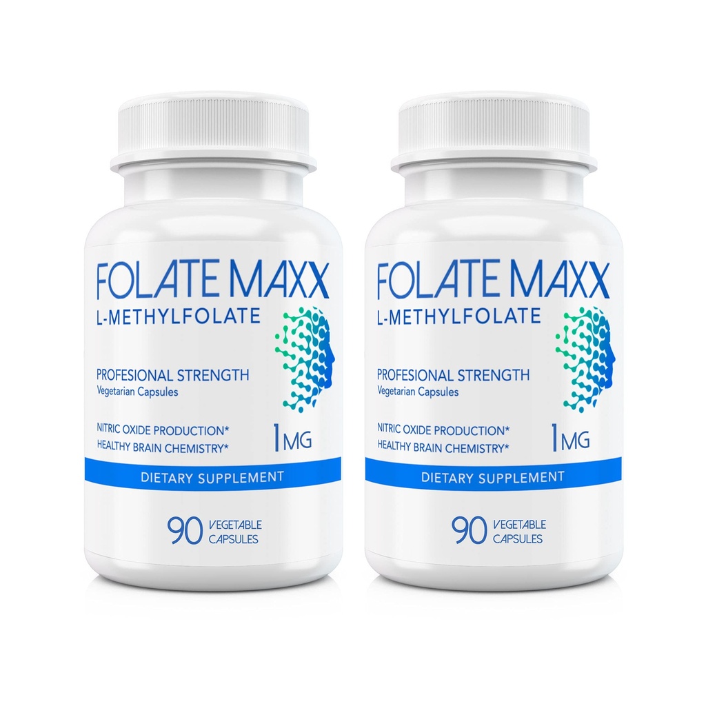 L- methylfolat supplement (1 mg) - Professionel styrke med optimeret bioaktivt methylfolat - 5 MTHF - Non- GMO, Gluten Free, Soy Free, GMP - 180 Vegetar Unflavored Kapsler