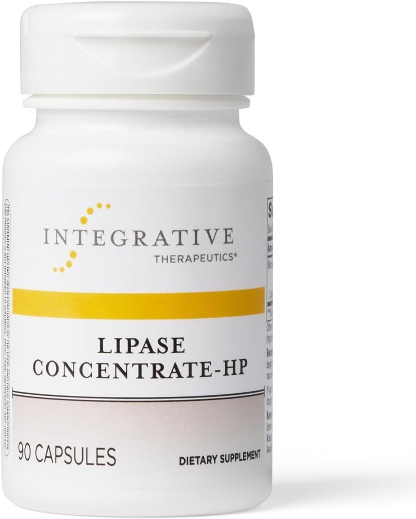 Integrativ terapi Lipase Concentrate- HP - Enzyme supplement til fordampning af fedt - Nutrient Absorption & GI Tract Health Support * - Dairy- Free & Vegan - 90 Greve (45 Servere)