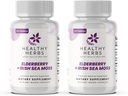 Sunde urter Fremstillede Elderberry Sea Moss Kapsler 124; 2600mg Irish Sea Moss + Elderberry Essentials Blend 124; US- Made, Vegan, Non- GMO, Easy- Swallow (2- Pack)