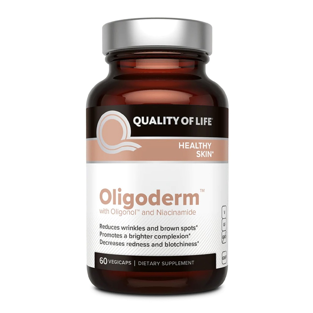 Livskvalitet Oligoderm, Premium Skin Support Feating Oligonol og Niacinamid - 60 kapsler