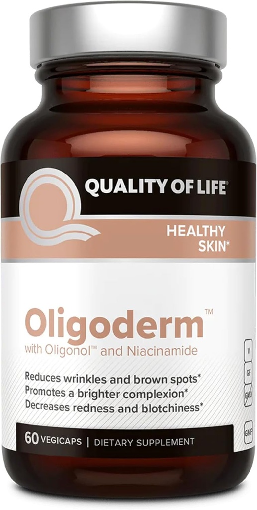 Livskvalitet Oligoderm, Premium Skin Support Feating Oligonol og Niacinamid - 60 kapsler