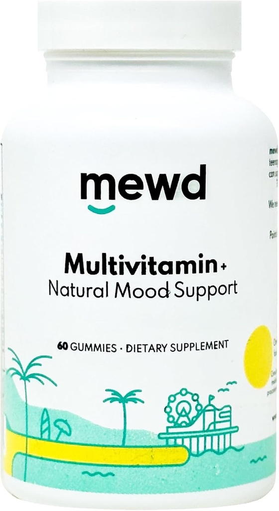MEWD Adult Daily Multivitamin Gummy, som omfatter L- Theanin, Jern, Essentielle Vitamin, Vegan, Gluten Free, 60 Greve