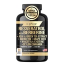 Resveratrol Supplement med Berberine Green Tea Extract, Ceylon Cinnamon, Grape Seed & Quercetin1000mg Quercetin, N Acetyl cysteine, Acai Measures 124; 100% Natural, Max Strength Measures 124; Made in USA